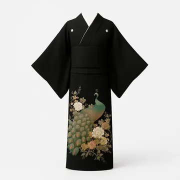 色留袖・孔雀柄