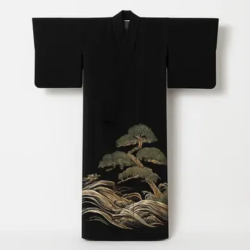 黒留袖・流水松柄