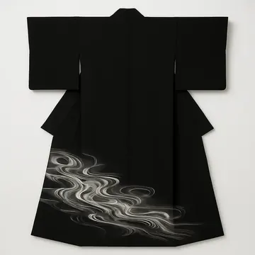 黒留袖・流水文様