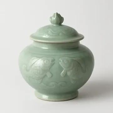 宋 龍泉双魚合子